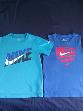 Nike Kids' Short Sleeve Tees - Teal & Royal Blue Size 6-7